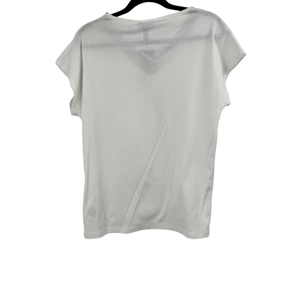 Jones New York Signature White Short Sleeve Woven Vneckline Women's Large NWT - Picture 2 of 10